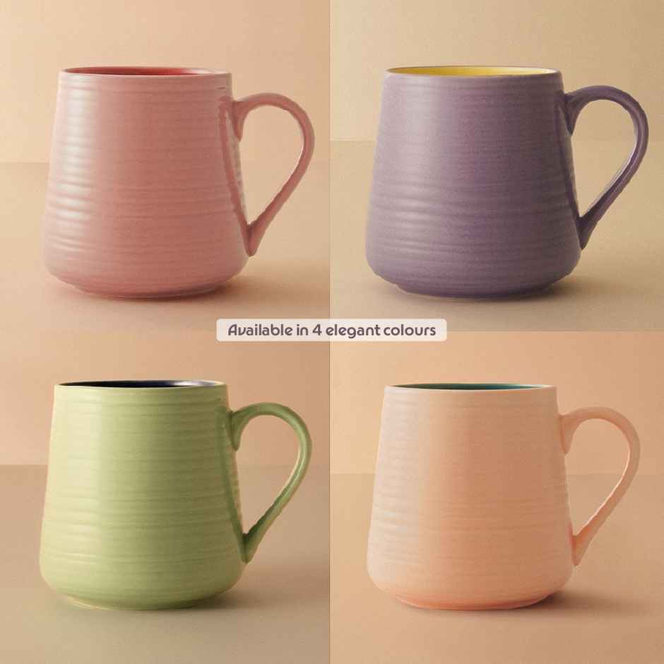 Borosil Porcelia Bello Lavender Tea Coffee Porcelain Mug Set Microwave Dishwasher Safe