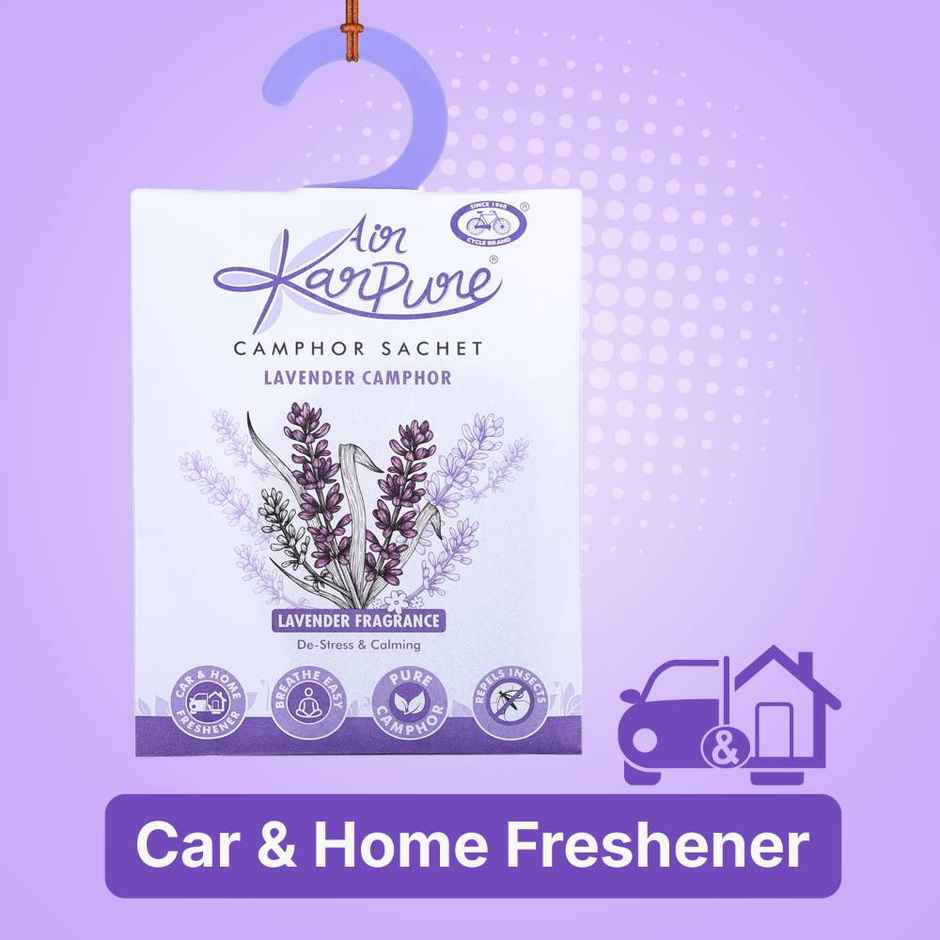 Lavender Camphor Sachet by Air Karpure|Car, Bathroom, Wardrobe & Room Freshener|From House of Cycle