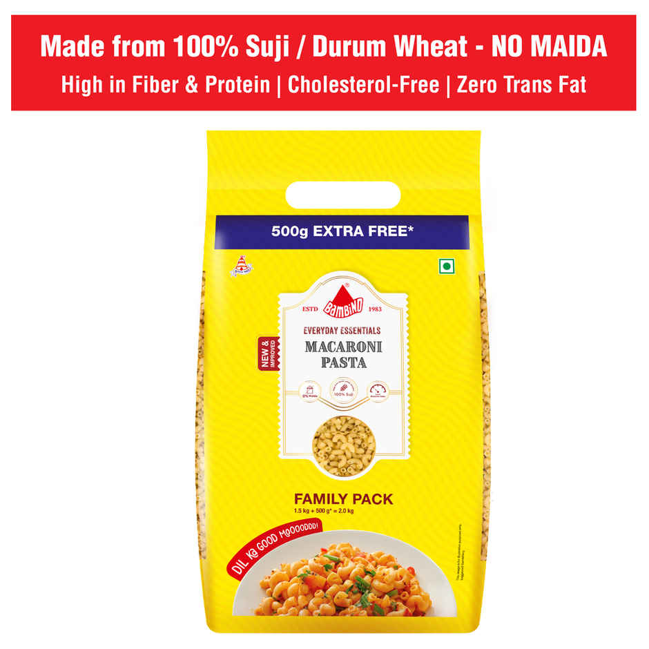Bambino Macaroni Elbow Pasta - Pure Durum Wheat, No Maida, Protin Rich