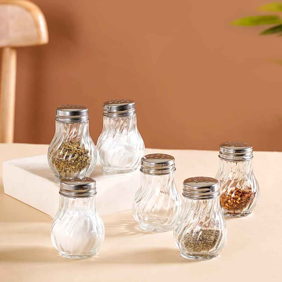 Nestasia Restaurant Style Glass Salt Pepper Shakers Set Of 6 50ml