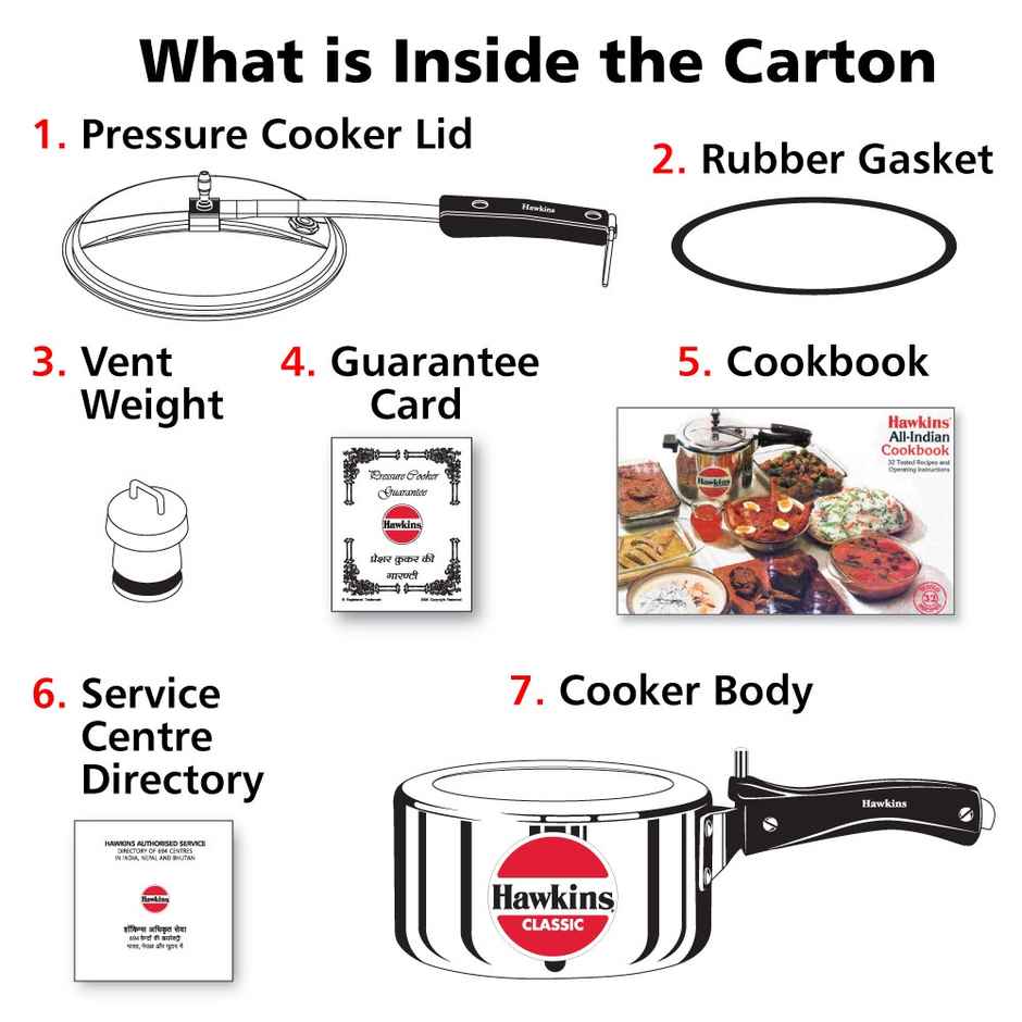 Hawkins 2 Litre Classic Pressure Cooker Best Inner Lid Cooker Small Cooker - Silver