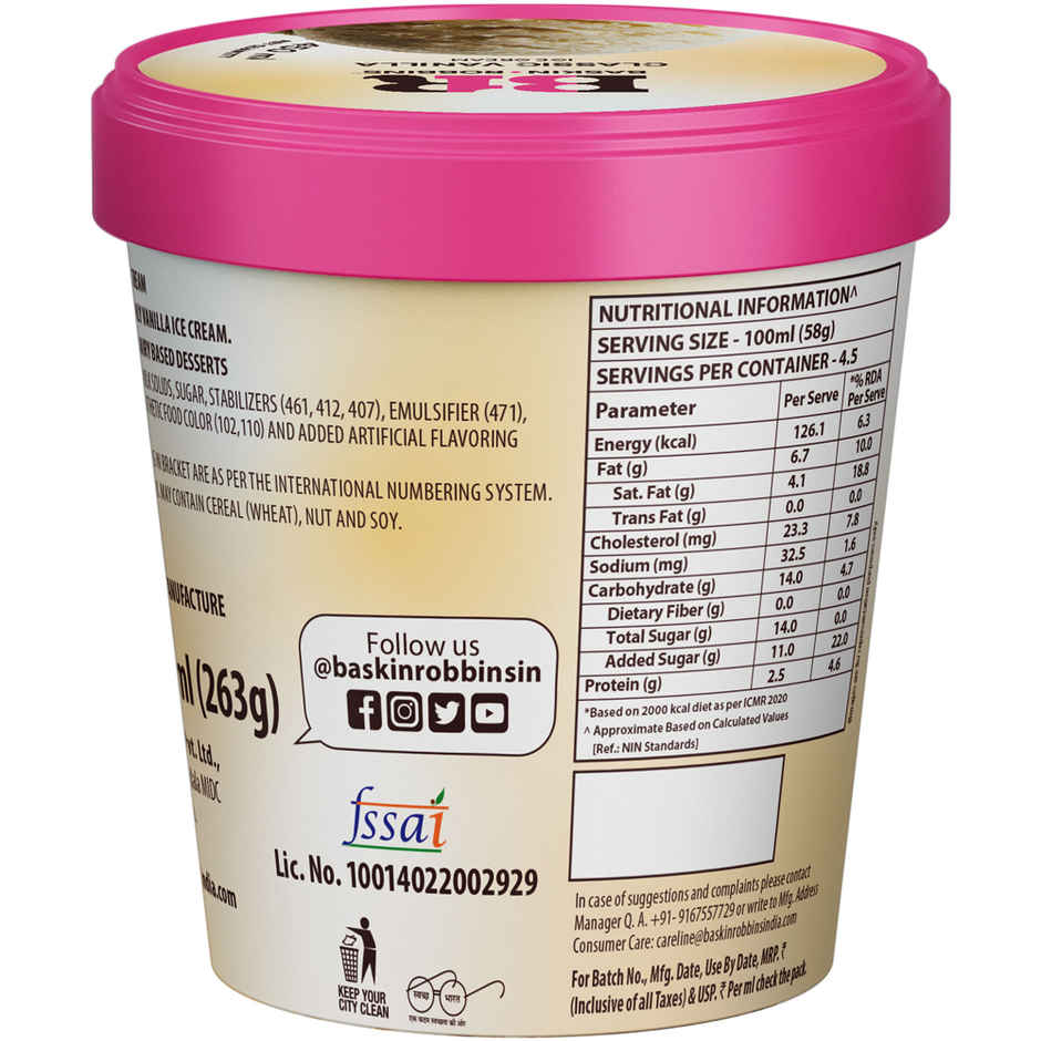 Baskin Robbins Classic Vanilla Ice Cream Tub