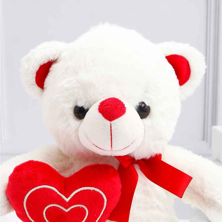 Archies White Teddy Bear with Red Heart - 30 cm