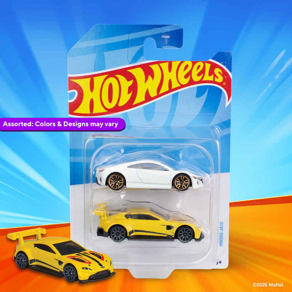 Hot Wheels 3Inch Die-Cast Pack Of 2 Assorted Cars, Boys, 3 Years+ ( Color May Vary)