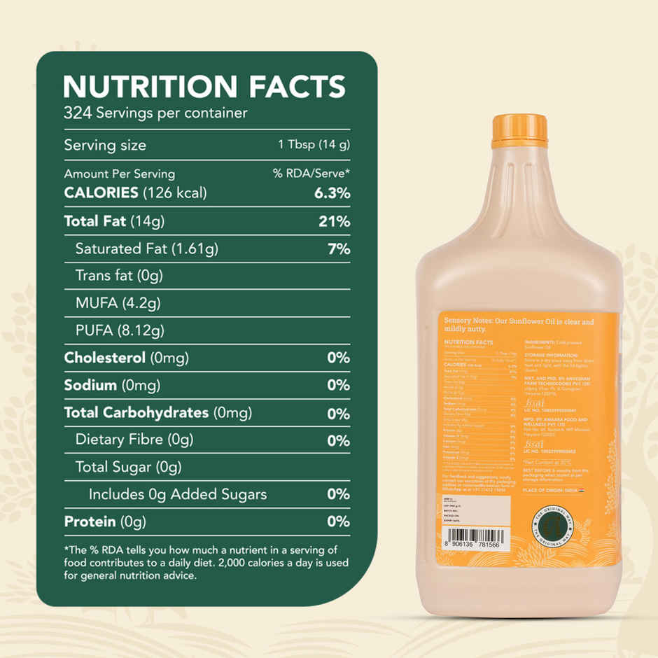 Anveshan Sunflower Wood Cold Pressed Oil Hdpe Can | Healthy Cooking Oil