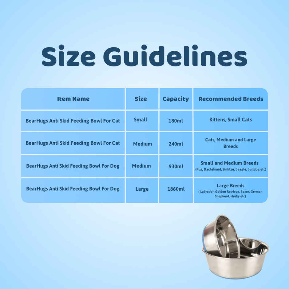 Bearhugs Anti Skid Pet Feeding Bowl - 930 Ml (Medium)