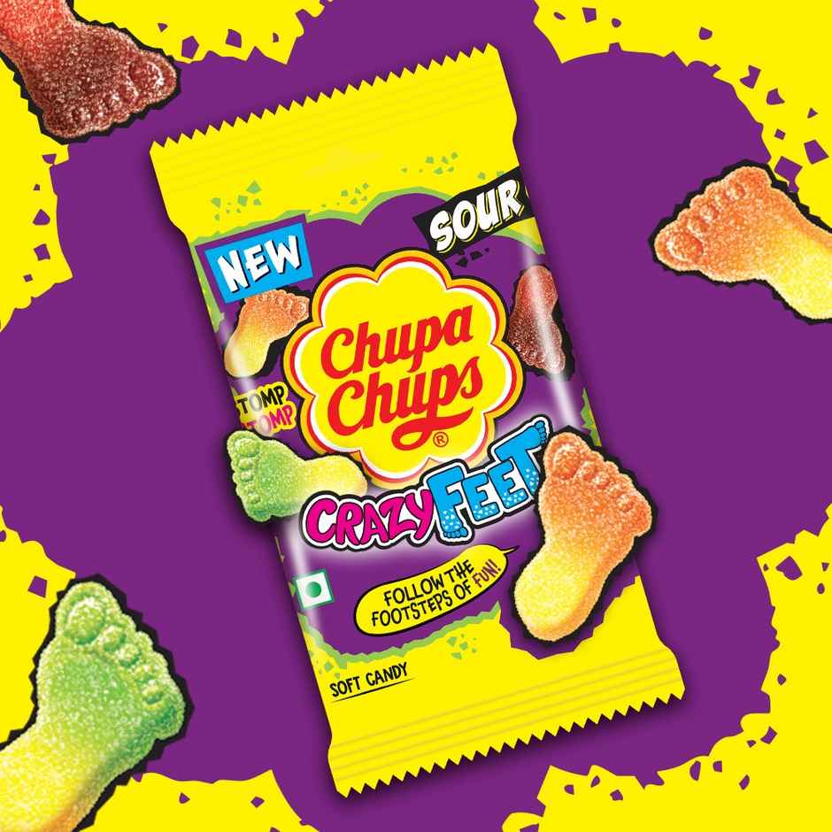 Chupa Chups Sour Crazy Feet Assorted Flavour Soft Candy