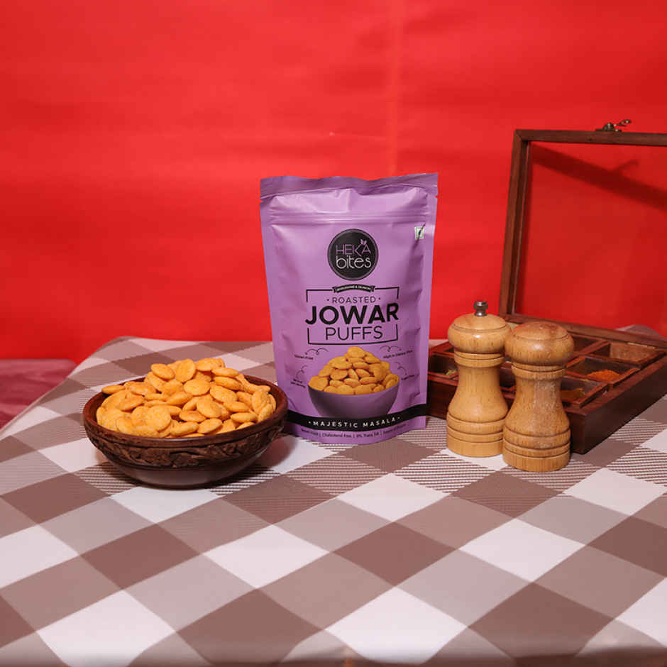 Heka Bites Roasted Jowar Puffs Majestic Masala (40g) & Renee Madness Ph Stick Lipstick (3g) Combo