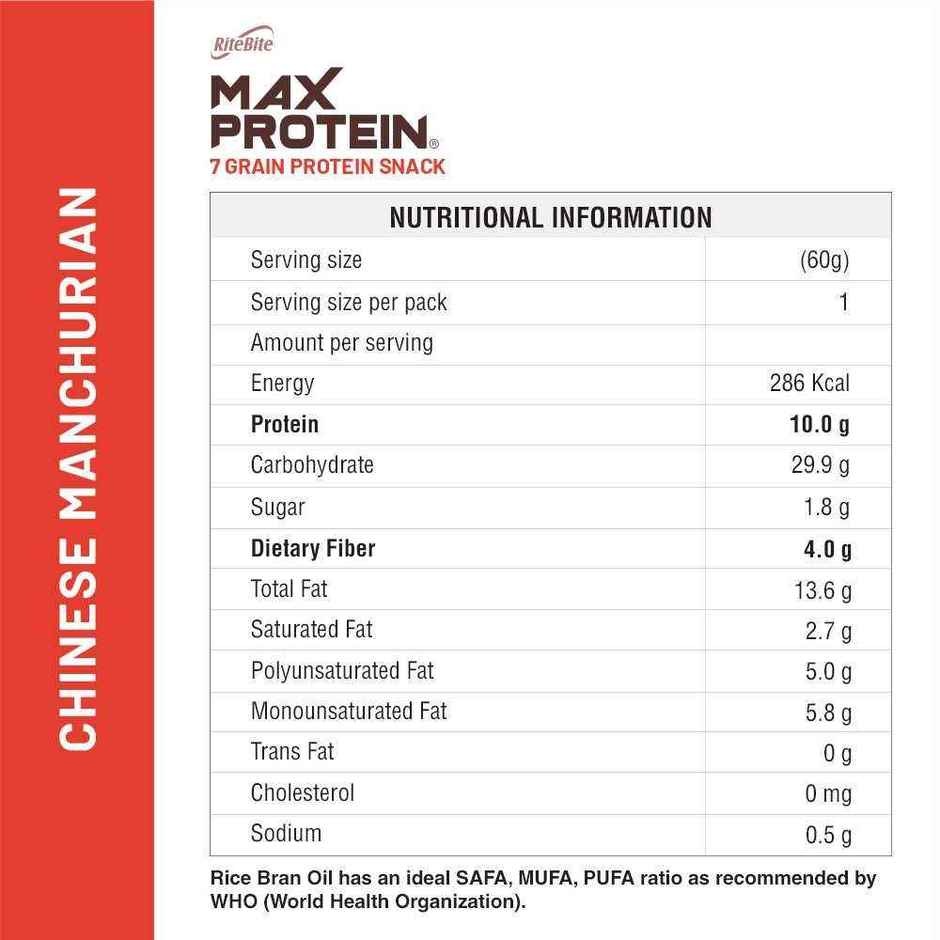 RiteBite Max Protein Chinese Manchurian 10 G Multigrain Protein Chips, Healthy Snacks & Munchies