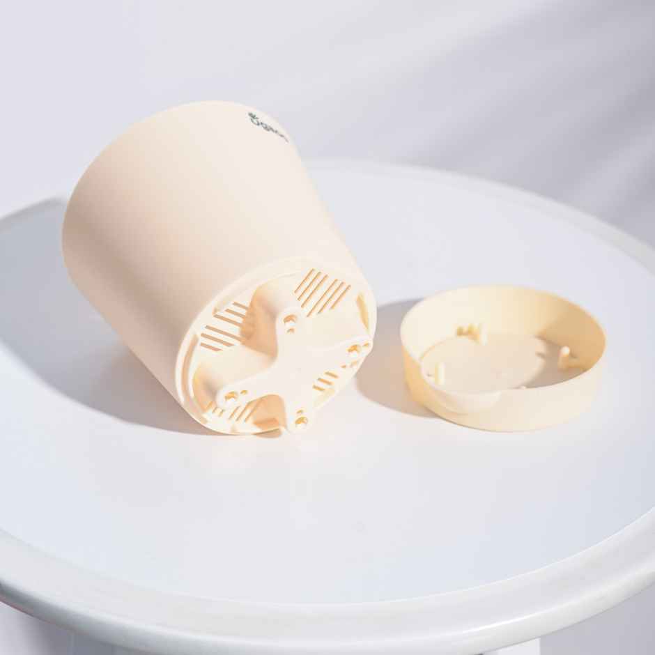 Ugaoo Krish Self Watering Round Pots | 4 Inch | Ivory