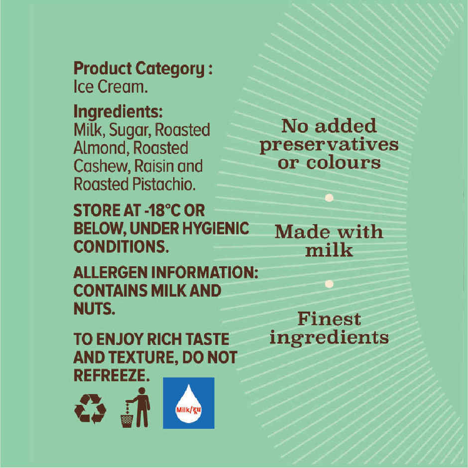 NIC Dry Fruit Overload Ice Cream Tub | Preservative Free | No Artificial Flavors