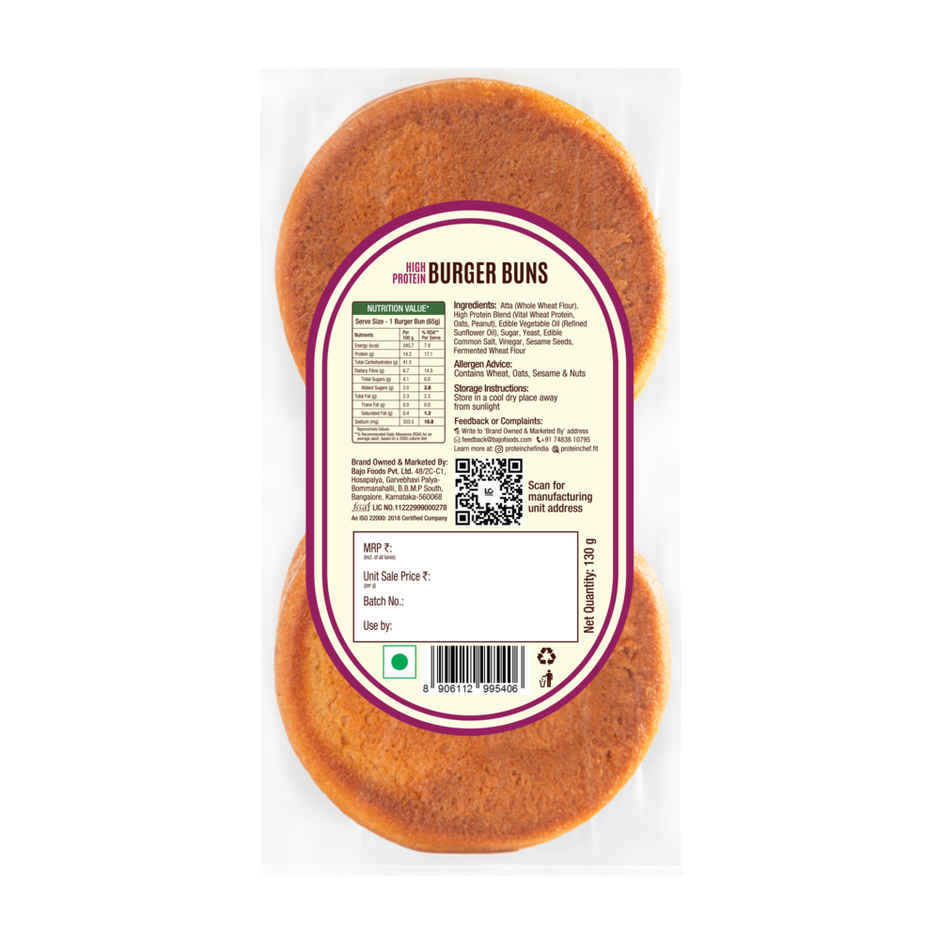 High Protein Burger Bun (No Maida) - Made with MP Sharbati Wheat