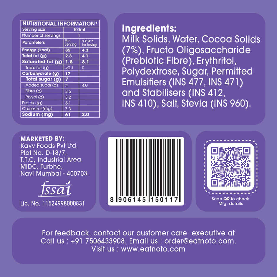NOTO Dark Chocolate Guilt Free Tub