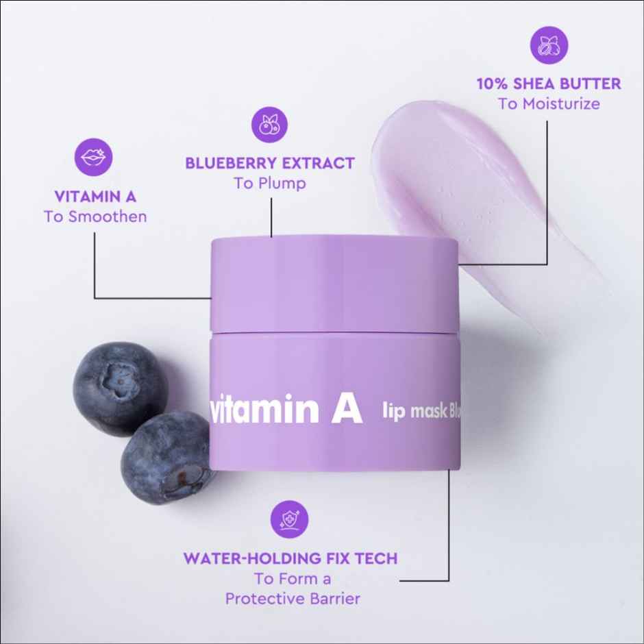 Tha Face Shop Vitamin A Lip Balm Mask With Blueberry Extract & Shea Butter For Soft & Juicy Lips