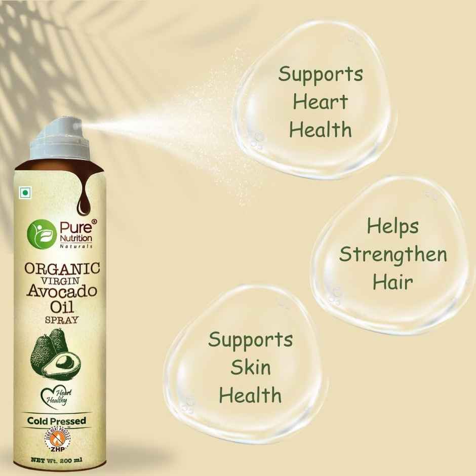 Pure Nutrition Avocado Oil Spray | Cold Pressed, Extra Virgin, Organic | Low-Calorie Cooking Spray