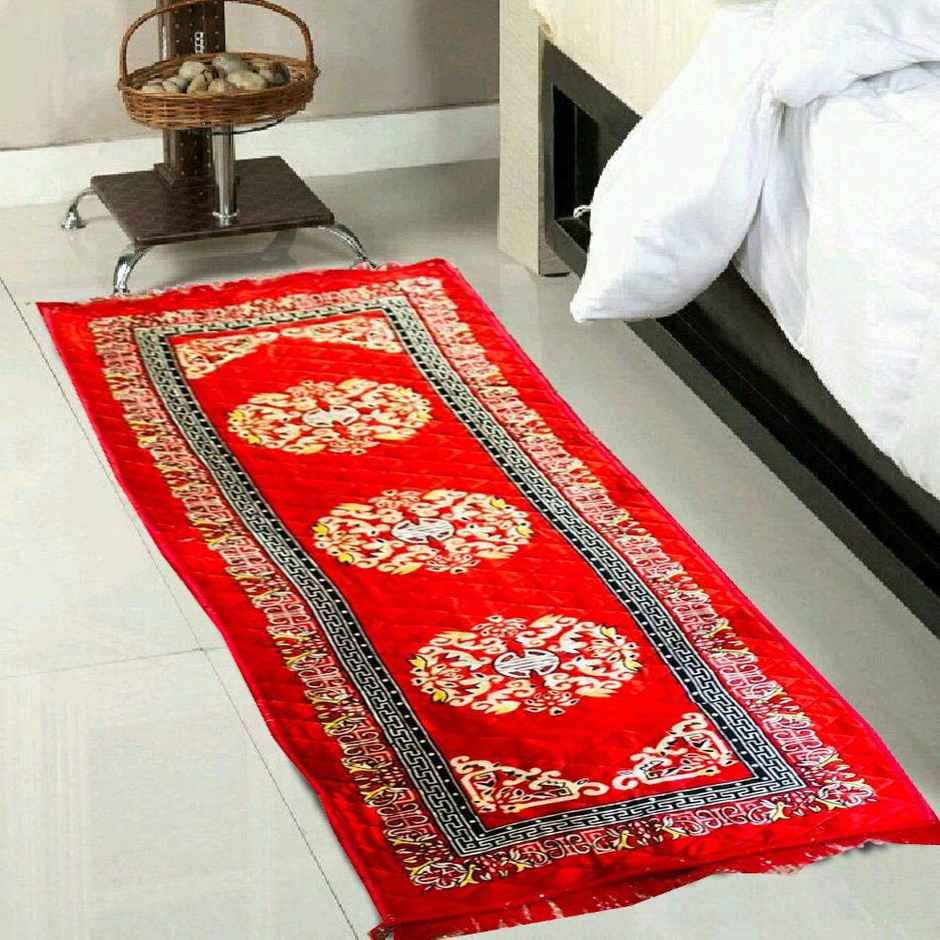 Kuber Industries Soft Velvet Kitchen Floor Runner | 190 x 64 cm | Red