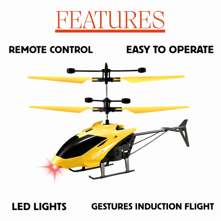 Chigy Wooh Remote Control Helicopter for Kids with Hand Gravity Sensor & 3D LED Lights | Yellow