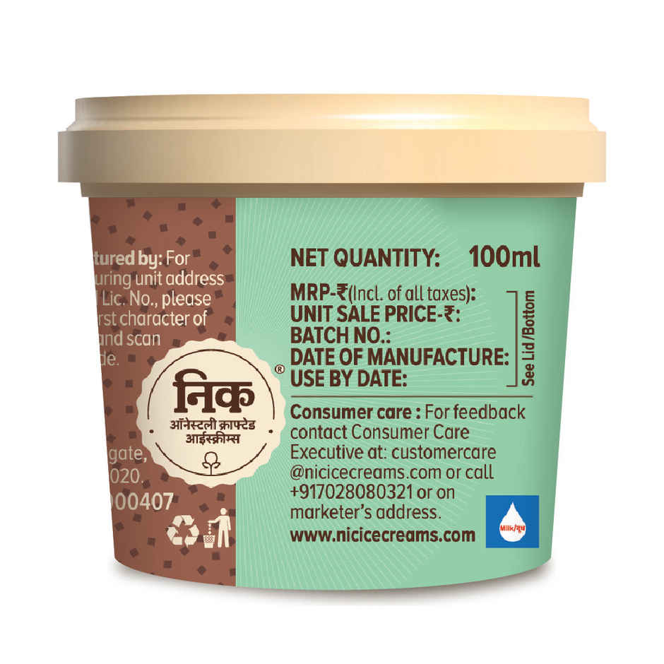 NIC Chocochips Ice Cream Cup | Preservative Free | No Artificial Flavors