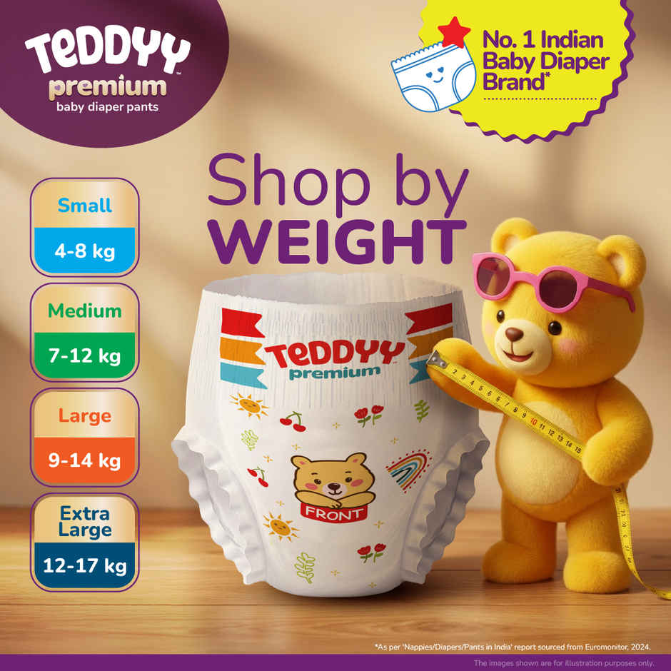 Teddyy Baby Diaper Premium Pants Small | 4-8 kg | 42 Counts