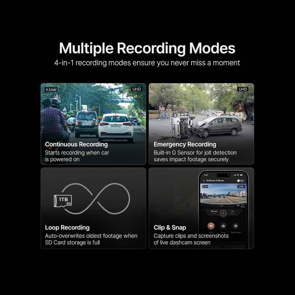 Qubo Dashcam Pro 4K + Rear Cam by Hero Group