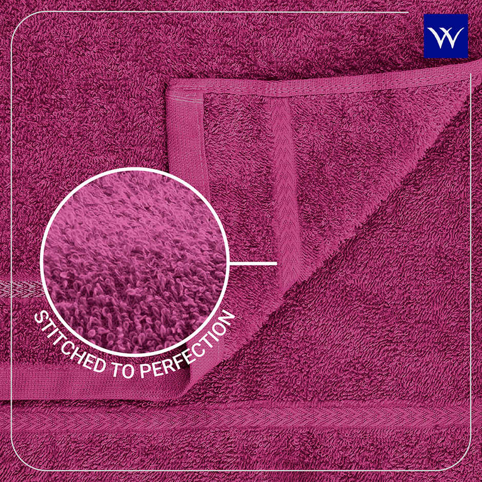Welspun Quick Dry Cotton Dobby Weave Super Absorbent Ultra Soft Hand Towels Set | Magenta