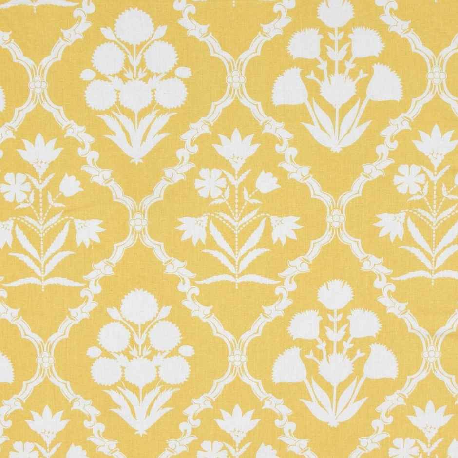 Haus & Kinder Marigold Majesty 186 TC Cotton Double Bedsheet | Yellow Printed | Flat Sheet