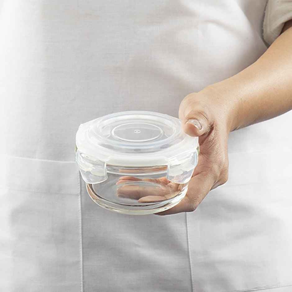 Borosil Klip N Store Storage Container With Airtight Lid (240 ml) | Borosilicate Glass