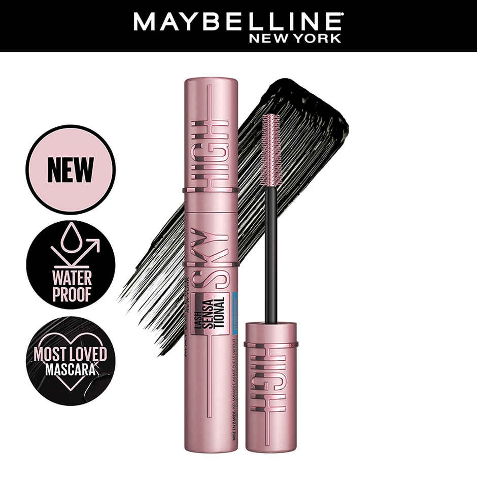 Maybelline New York Lash Sensational Sky High Waterproof Mascara Lengthening & Volumizing Mascara With Bamboo Exract & Fibres Very Black 6Ml