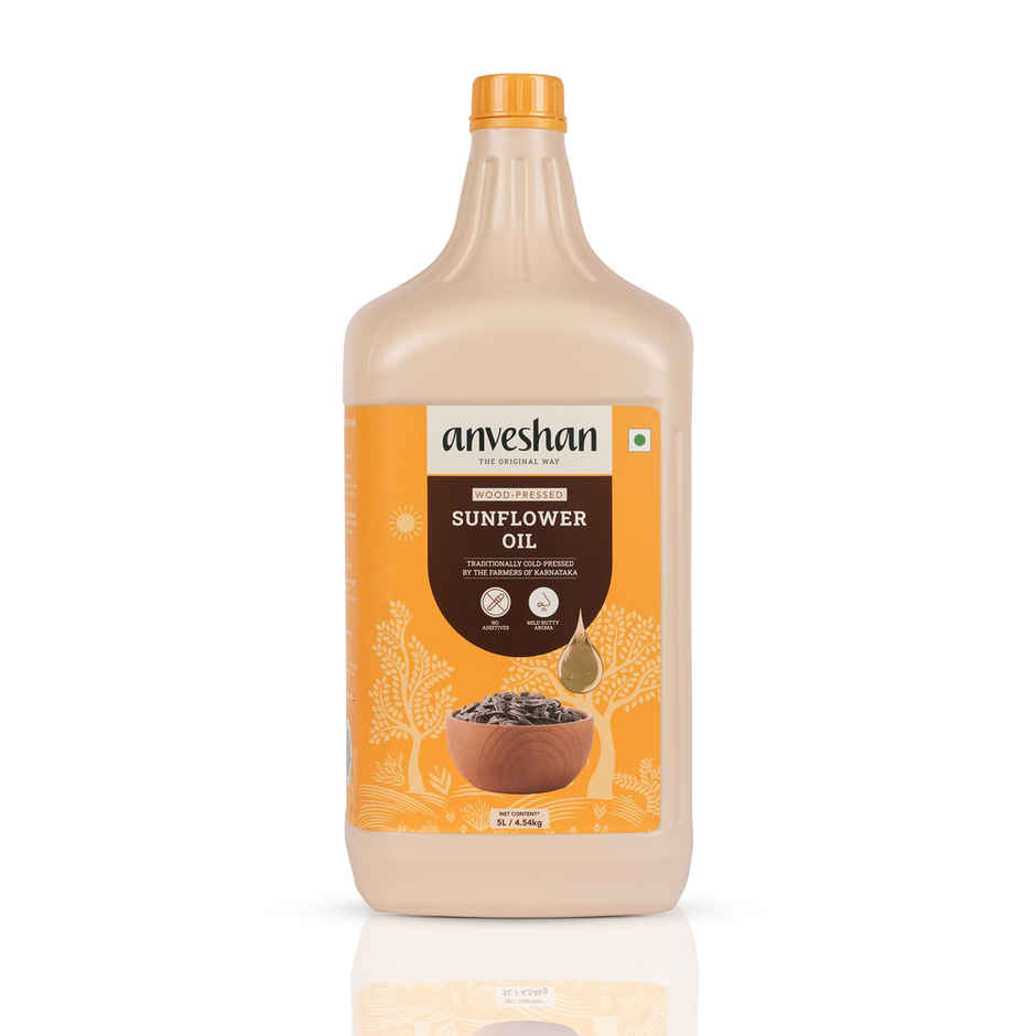 Anveshan Sunflower Wood Cold Pressed Oil Hdpe Can | Healthy Cooking Oil