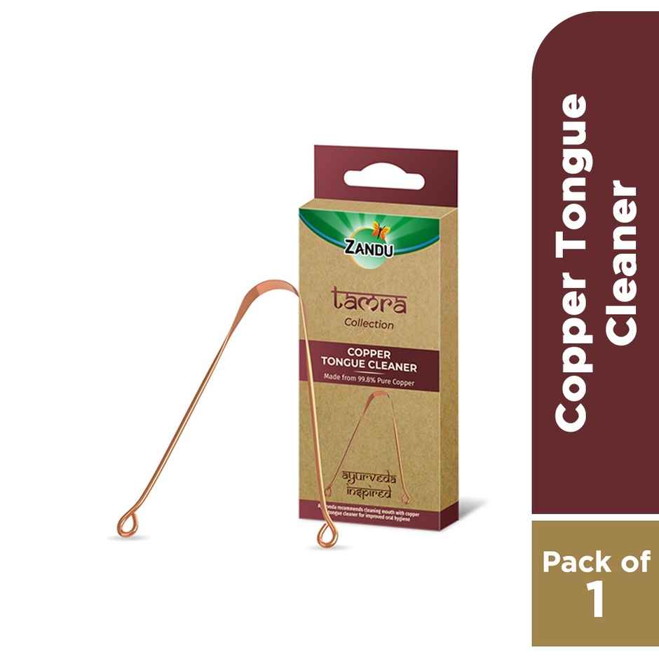 Zandu Copper Tongue Cleaner, An Anti-Microbial Tongue Cleaner For Managing Oral Health
