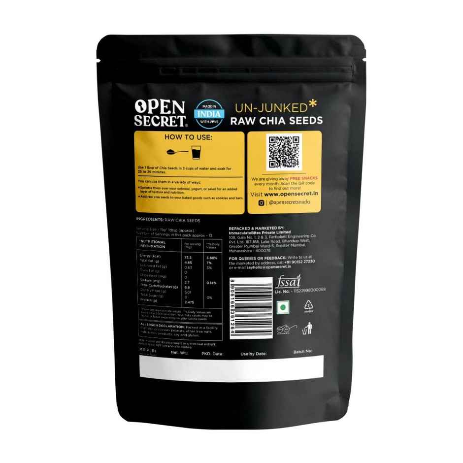 Open Secret Chia Seeds - Protein Rich, High In Fibre