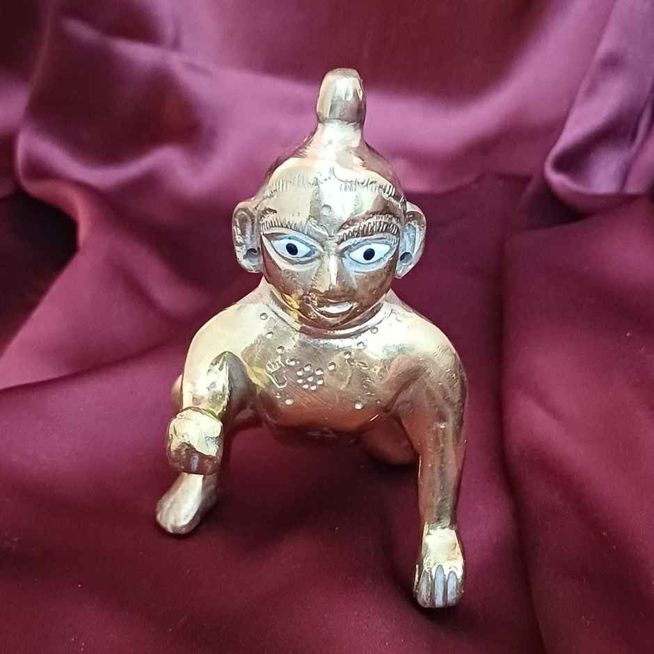 Gullak Laddoo Gopal Brass Idol | Size - 4 inch