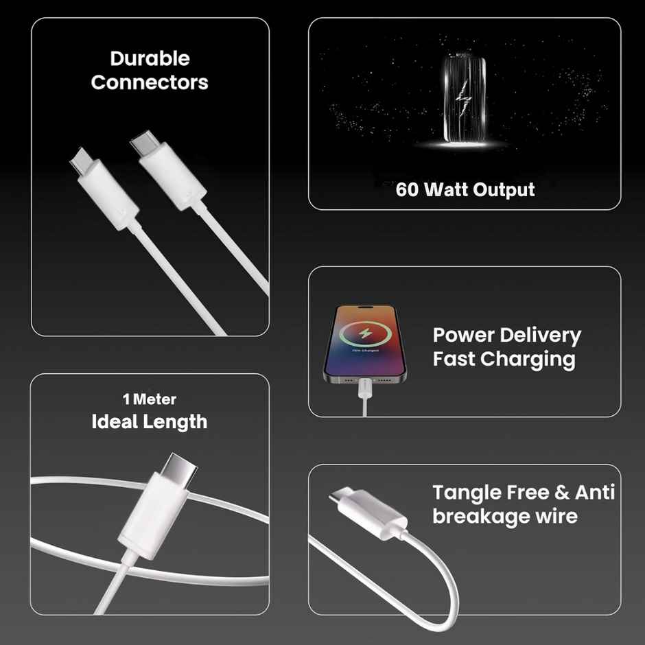 Roarx Type C to C Cable for iPhone, Nothing, Samsung, Google & other Type C Devices