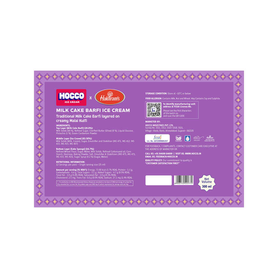 Hocco Ice Creams Milk Cake Barfi Ice Cream
