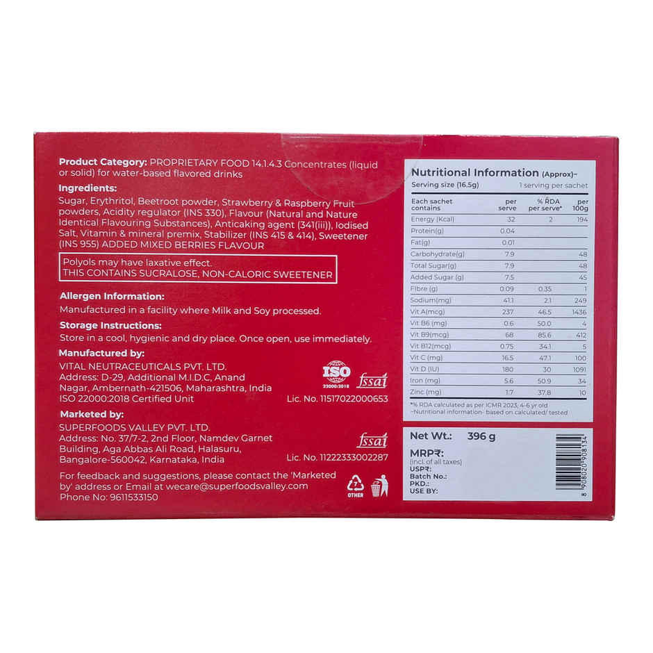 Good Monk Fruit Drink Mix | Mixed Berries | 50% Less Sugar | 8 Vitamins & Minerals | 24 Sachets