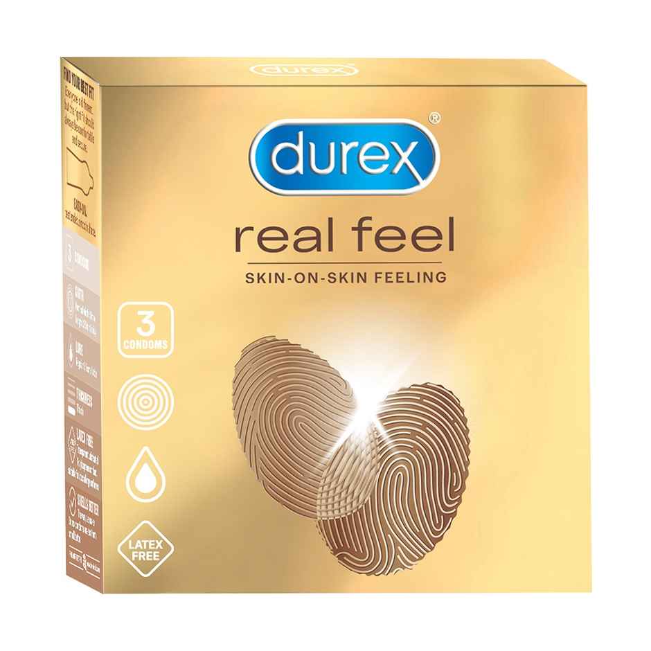 Durex Real Feel Condoms For Men For Real Skin On Skin Feeling Latex Free Combo