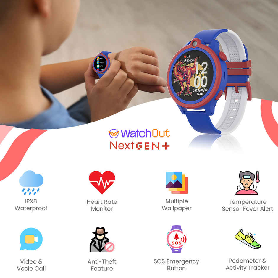 Next-Gen+ Kids Smart Watch with GPS | Fever Alert | Video Call | Best Gift | Age 3-13 | Captain Blue