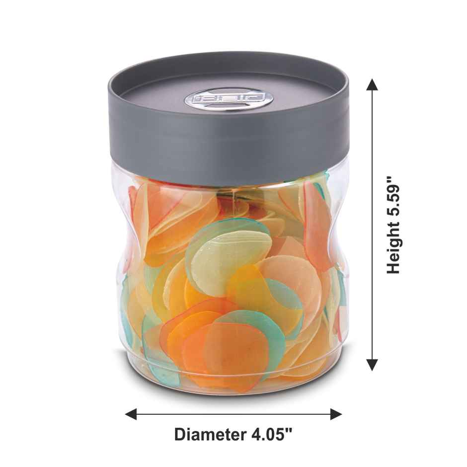 Flair Plastic Stackup Pet Jar Set Of 3 Pcs 1000 ml (Gray), Transparent