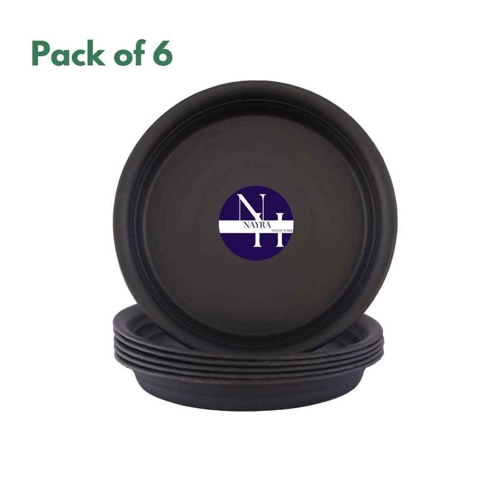 Nayra Plant Tray/Saucer Round Black Plastic Tray for Plant pots | 8 Inch | 6 Pcs