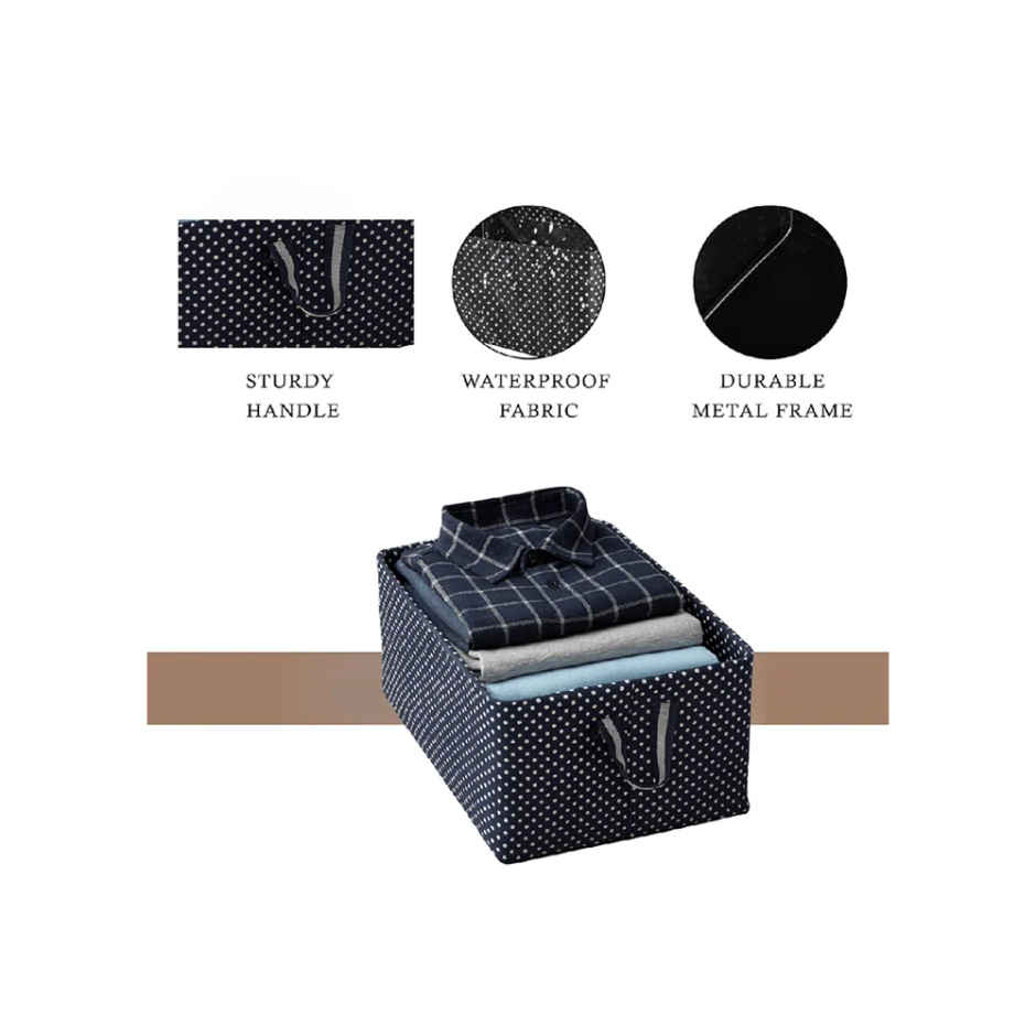 Zedak Metal Frame Fabric Foldable Cloth Organizer | Blue & White