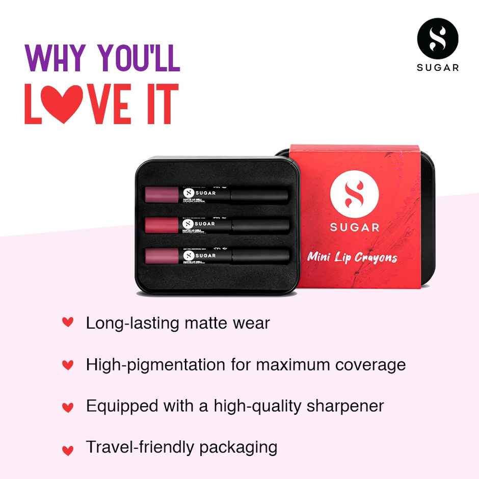 SUGAR Cosmetics Matte As Hell Mini Sets - Nude (Pack of 3)