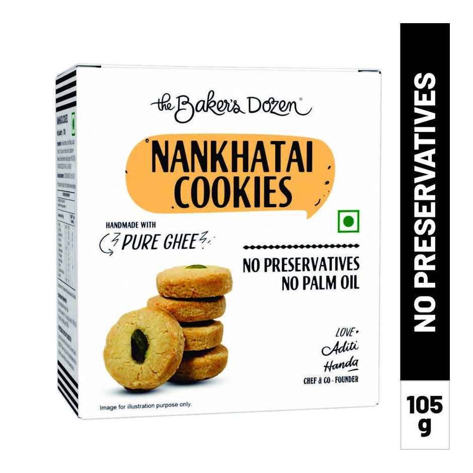 The Baker'S Dozen Wholewheat Banana Walnut Cake (150g) & The Baker'S Dozen Nankhatai Premium Butter Flavoured Pure Ghee Biscuits Cookies | Palm Oil-Free (105g) Combo