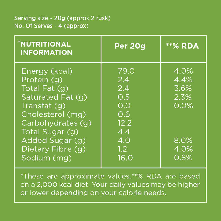 Open Secret High Protein Elaichi Rusk | No Palm Oil, No Maida, Zero Trans Fat