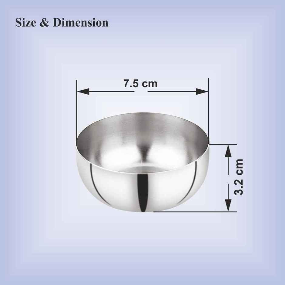 Steelera Stainless Steel Apple Bowl / Wati / Katori | Food Safe | 120 ml