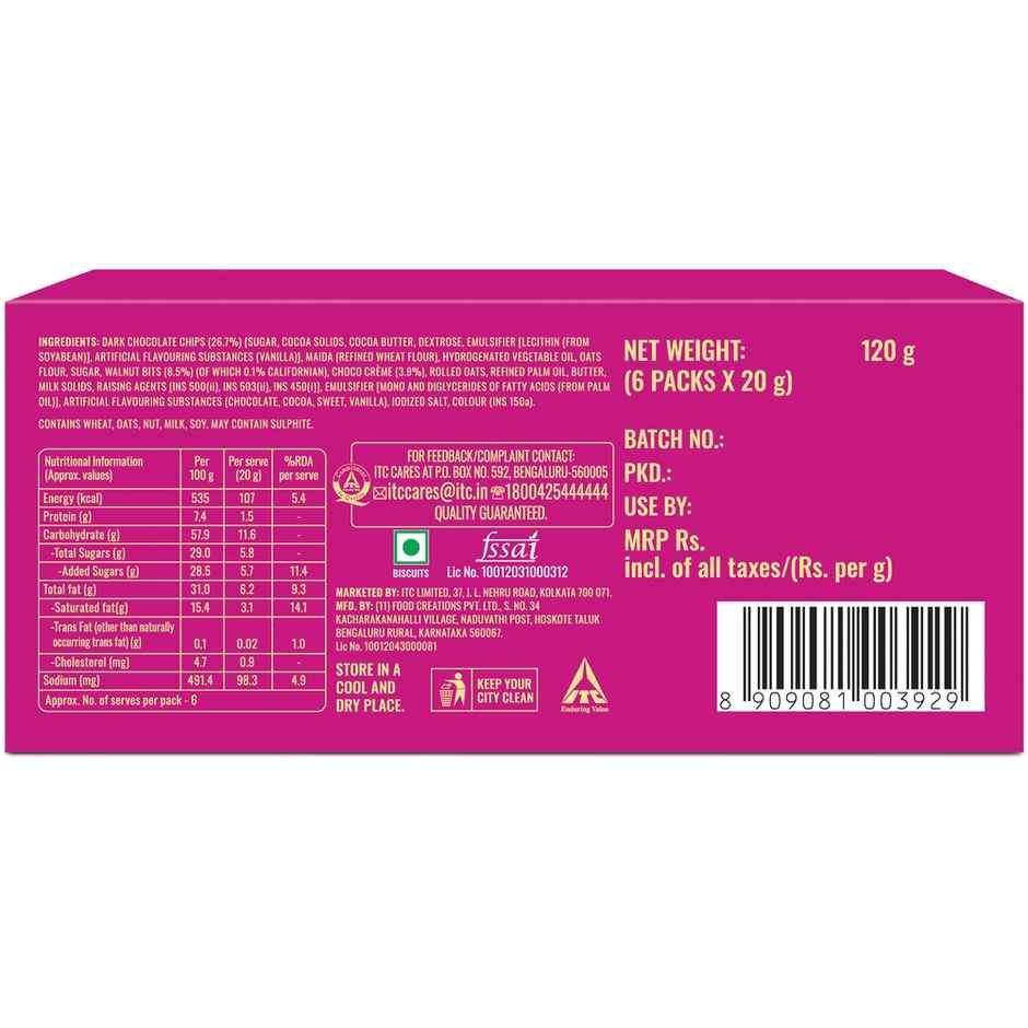 Sunfeast Baked Creations Walnut & Choco Chip Cookies