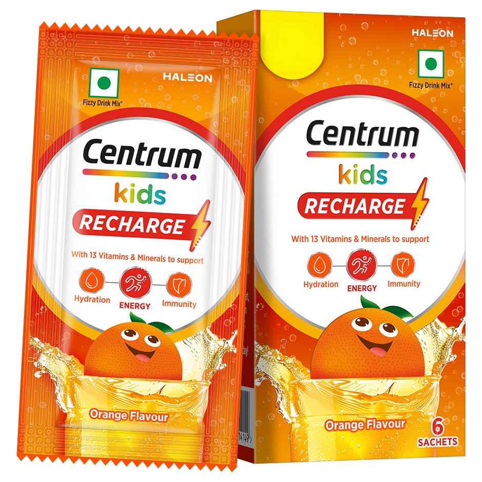 Centrum Kids Recharge - Fizzy Drink Mix with Vitamin C, Zinc & More - Pack of 6 Sachets