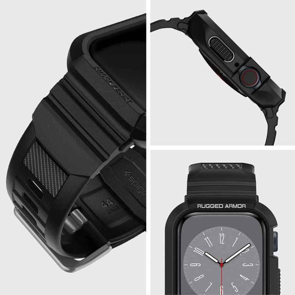Spigen Apple Watch 9/8/7 (45mm) / SE (2nd/1st Gen)/6/5/4 (44mm) Case Rugged Armor Pro Black