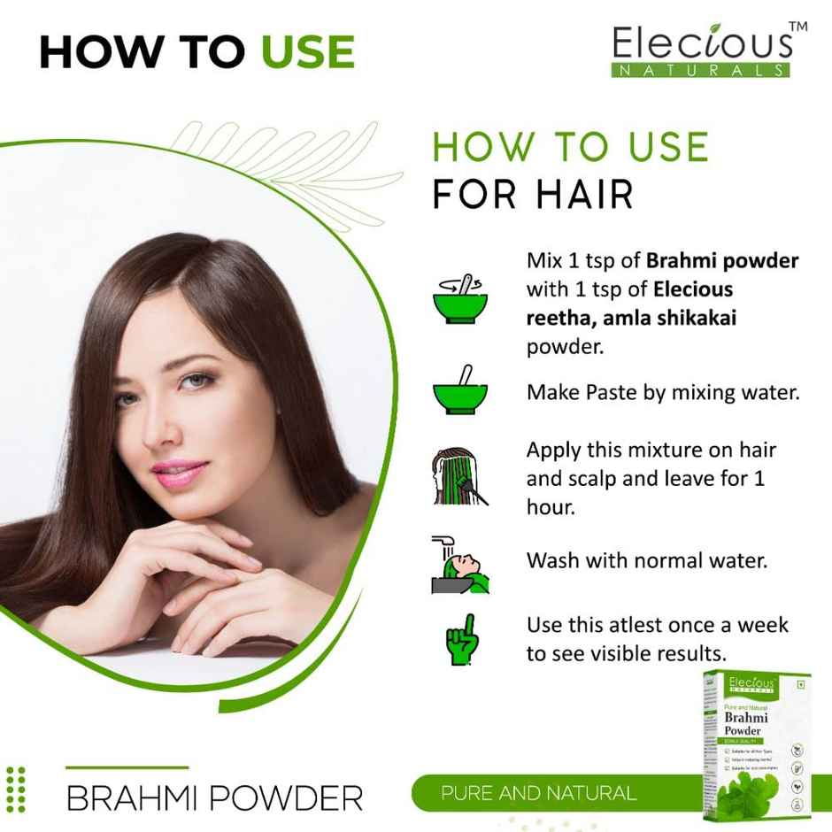 Elecious 100% Brahmi powder for Hair Growth