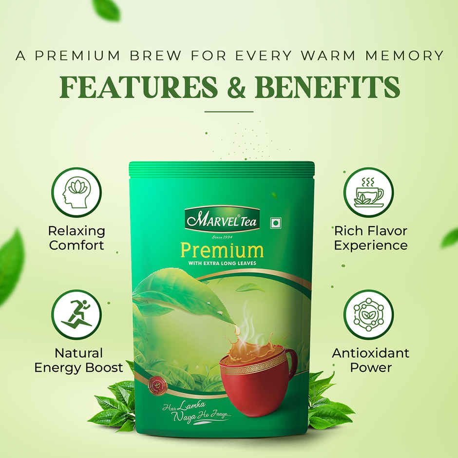 Marvel Premium Tea | Assam & Darjeeling Premium Leaves Unique Blend Chai Patti