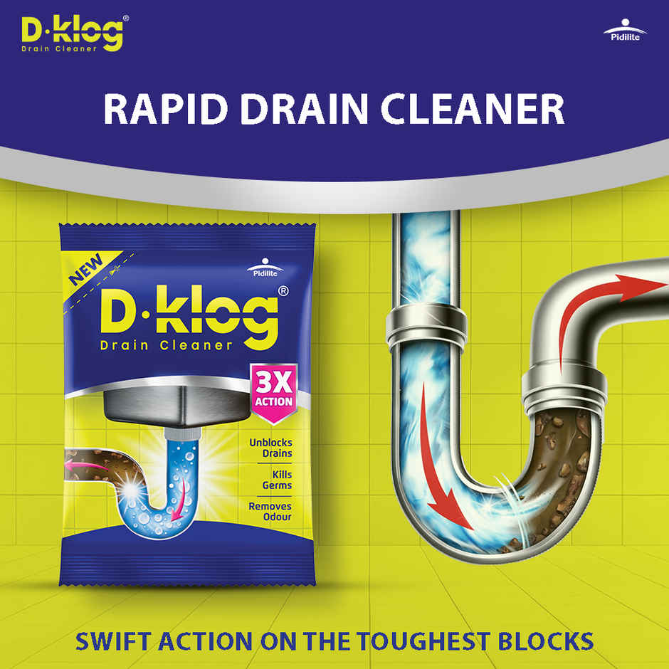 DKlog Drain Cleaner Powder 45g x5-Fast Clog Remover for Sinks, Pipes & Septic Tanks